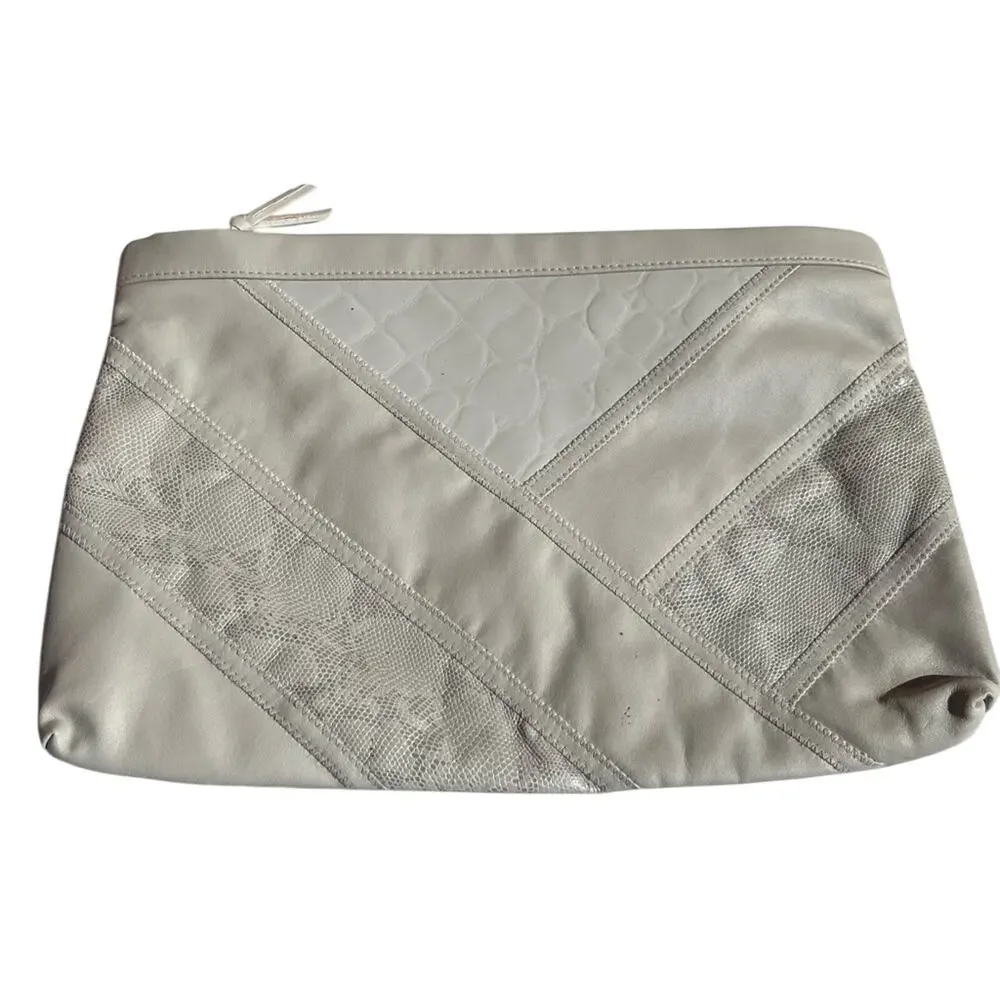 Vintage Oversized Gray Faux Leather Clutch